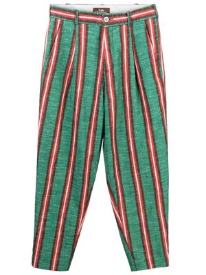Late Checkout cropped stripe-print trousers - Green