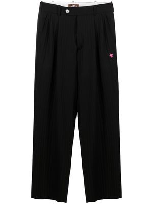 Late Checkout embroidered-detail wide leg trousers - Black