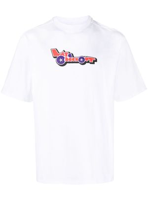 Late Checkout flocked-logo cotton T-shirt - White