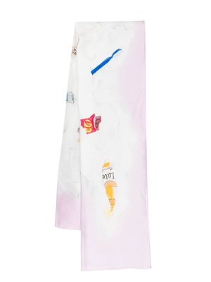 Late Checkout graphic-print silk scarf - Pink