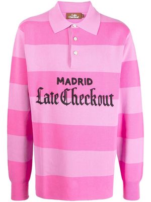 Late Checkout logo-patch polo shirt - Pink