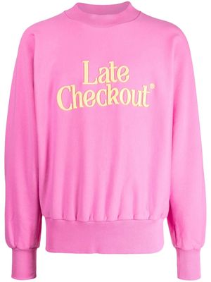 Late Checkout logo-print cotton sweatshirt - Pink