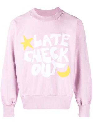 Late Checkout logo-print crew neck sweatshirt - LILIAC