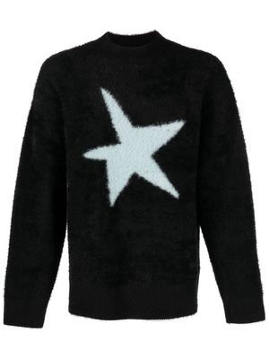 Late Checkout patterned intarsia-knit jumper - Black