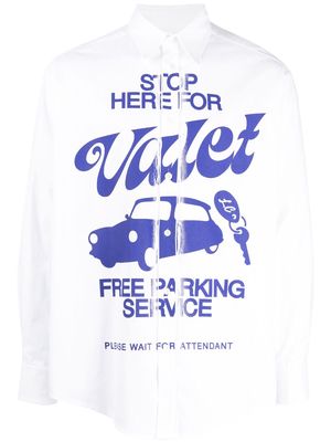 Late Checkout Valet logo-print cotton shirt - White