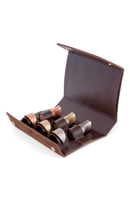 L'Atelier du Vin Les Bijoux 6-Piece Bottle Stopper & Wine Ring Set in Medium Brown