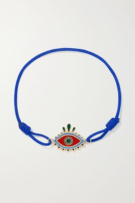 L'Atelier Nawbar - 18-karat Gold, Cord, Enamel And Diamond Bracelet - Blue