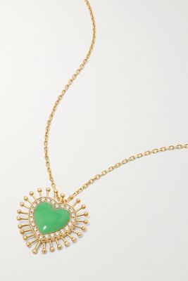 L'Atelier Nawbar - All Hearts On Me 18-karat Gold, Enamel And Diamond Necklace - Green
