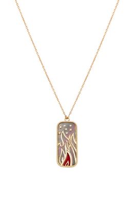 L'Atelier Nawbar Elements of Love Fire Pendant Necklace in Black Pearl/Red Coral
