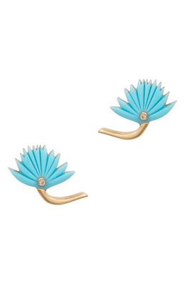 L'Atelier Nawbar Flower Stud Earrings in Turquoise