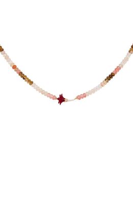 L'Atelier Nawbar Psychadeliah Beaded Necklace in Red Coral 