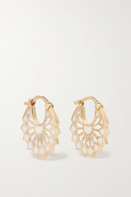L'Atelier Nawbar - The Mini Lady Sursock 18-karat Gold Enamel Hoop Earrings - one size