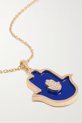 L'Atelier Nawbar - Your Hand In Mine 18-karat Gold, Lapis Lazuli And Diamond Necklace - Blue