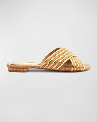 Latifah Metallic Cork Crisscross Sandals