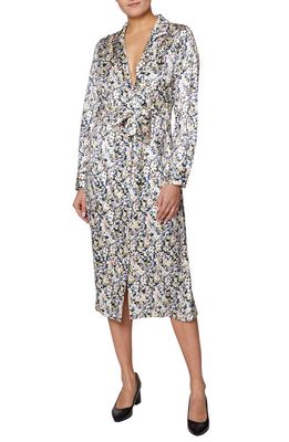 Laundry by Shelli Segal Tie Waist Shirt Midi Dress in Abstract Floral