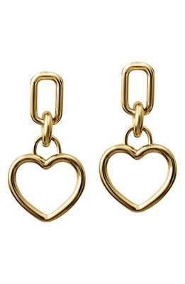 Laura Lombardi Beatta Heart Drop Earrings in Brass