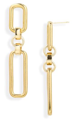 Laura Lombardi Rectangular Link Drop Earrings in Brass