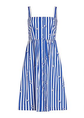 Laura Poplin Striped Midi-Dress