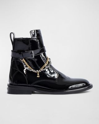 Laureen Patent Leather Chain Booties