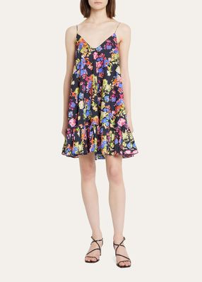 Laurel Floral Poplin Ruffle-Hem Mini Dress