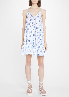 Laurel Gingham Puff-Sleeve Maxi Dress