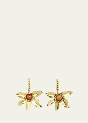 Laurel Metallic Flower Coral Earrings