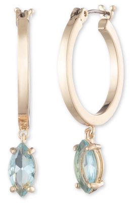 Lauren Camile Crystal Drop Hoop Earrings in Gold/Blue Multi