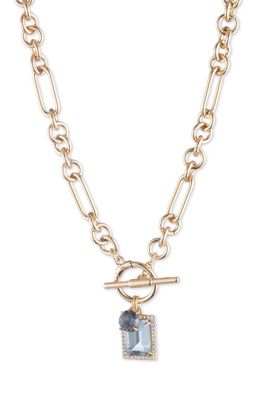 Lauren Crystal Charm Toggle Necklace in Gld/Blue