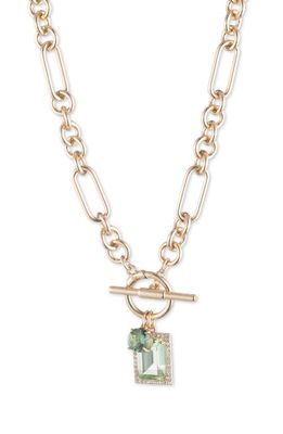 Lauren Crystal Charm Toggle Necklace in Gld/Green