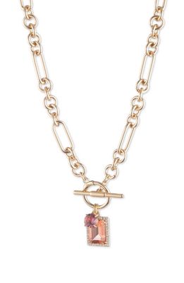 Lauren Crystal Charm Toggle Necklace in Rose Gold