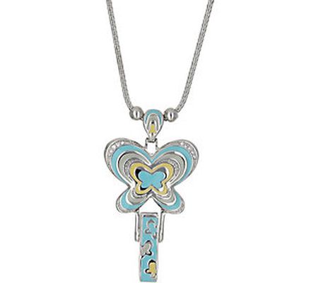 Lauren G Adams Enamel Butterfly ID Card Holder Necklace