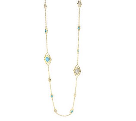 Lauren G Adams Goldtone Simulated Gemstone Stat ion Necklace