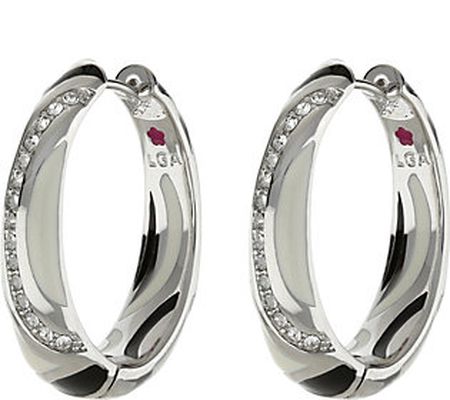 Lauren G Adams Silvertone Colored Enamel Huggie Hoop Earrings