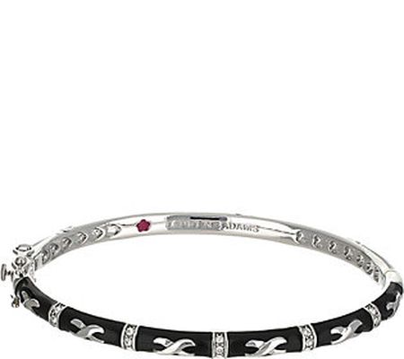 Lauren G Adams Silvertone Enamel Bangle with "X " Design