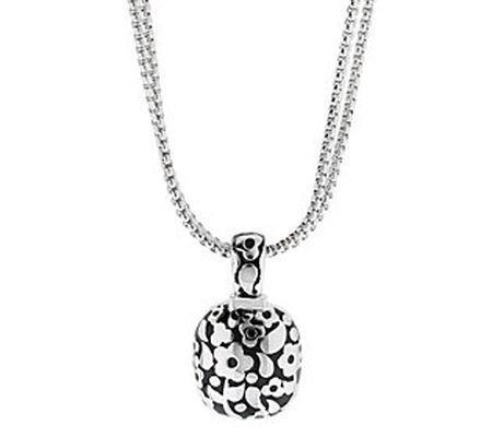 Lauren G Adams Silvertone Enamel Floral Pendant with Chain