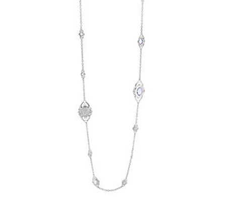 Lauren G Adams Silvertone Simulated Gemstone St ation Necklace