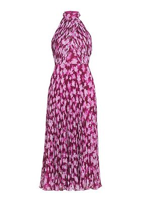 Lauren Halter Floral Chiffon Midi-Dress
