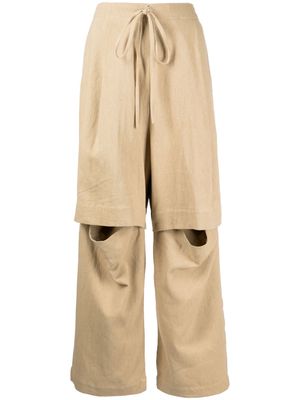 Lauren Manoogian textured split linen-cotton track pants - Yellow