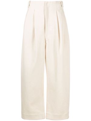 Lauren Manoogian wide-leg twill cotton trousers - Neutrals