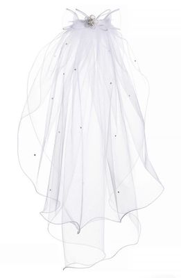 Lauren Marie Beaded Bow & Veil in White
