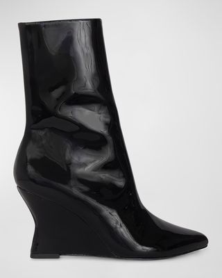 Lauren Patent Wedge Ankle Boots