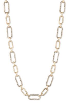 Lauren Pavé Twisted Rope Link Necklace in Gold