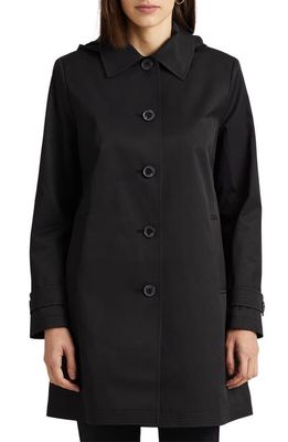 Lauren Ralph Lauren Balmacaan Hooded Rain Jacket in Black