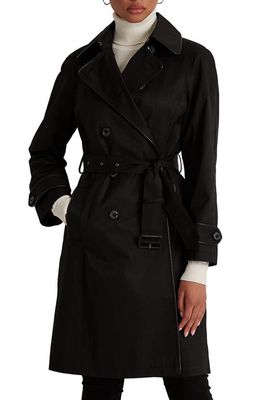 Lauren Ralph Lauren Belted Double Breasted Trench Coat in Black