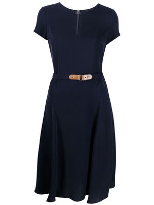 Lauren Ralph Lauren belted-waist short-sleeve dress - Blue