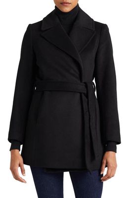 Lauren Ralph Lauren Belted Wool Blend Coat in Black