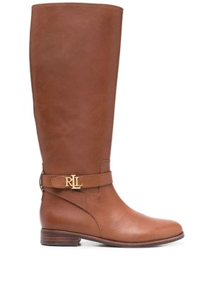 Lauren Ralph Lauren Brittaney logo-plaque boots - Brown