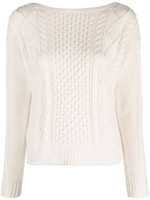 Lauren Ralph Lauren cable-knit long-sleeve jumper - White