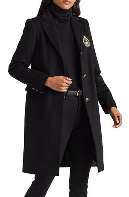 Lauren Ralph Lauren Crest Wool Blend Coat in Black