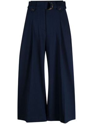 Lauren Ralph Lauren cropped pleated wide-leg trousers - Blue